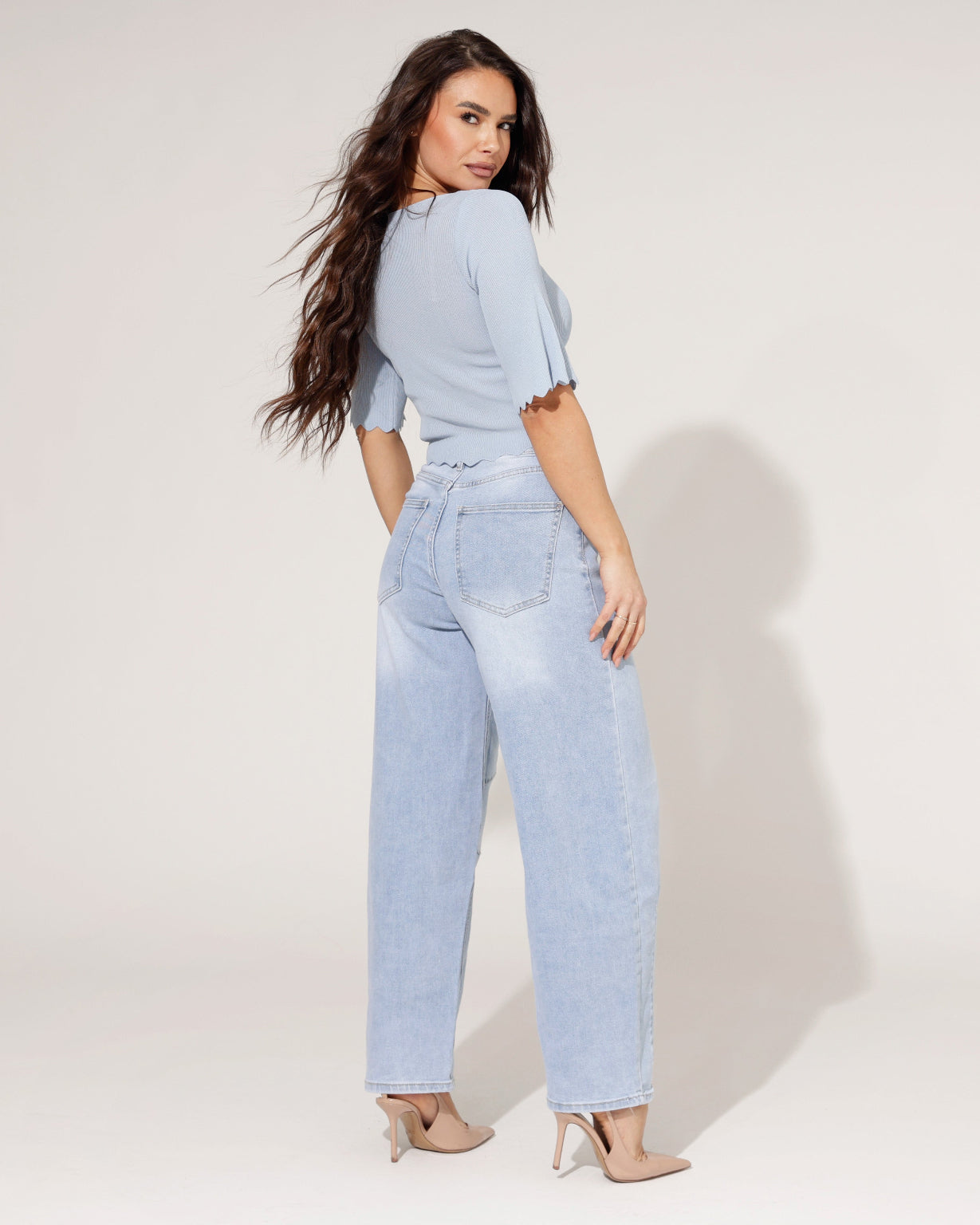 Laura - Dames barrel jeans - Katoenmix - Alle seizoenen