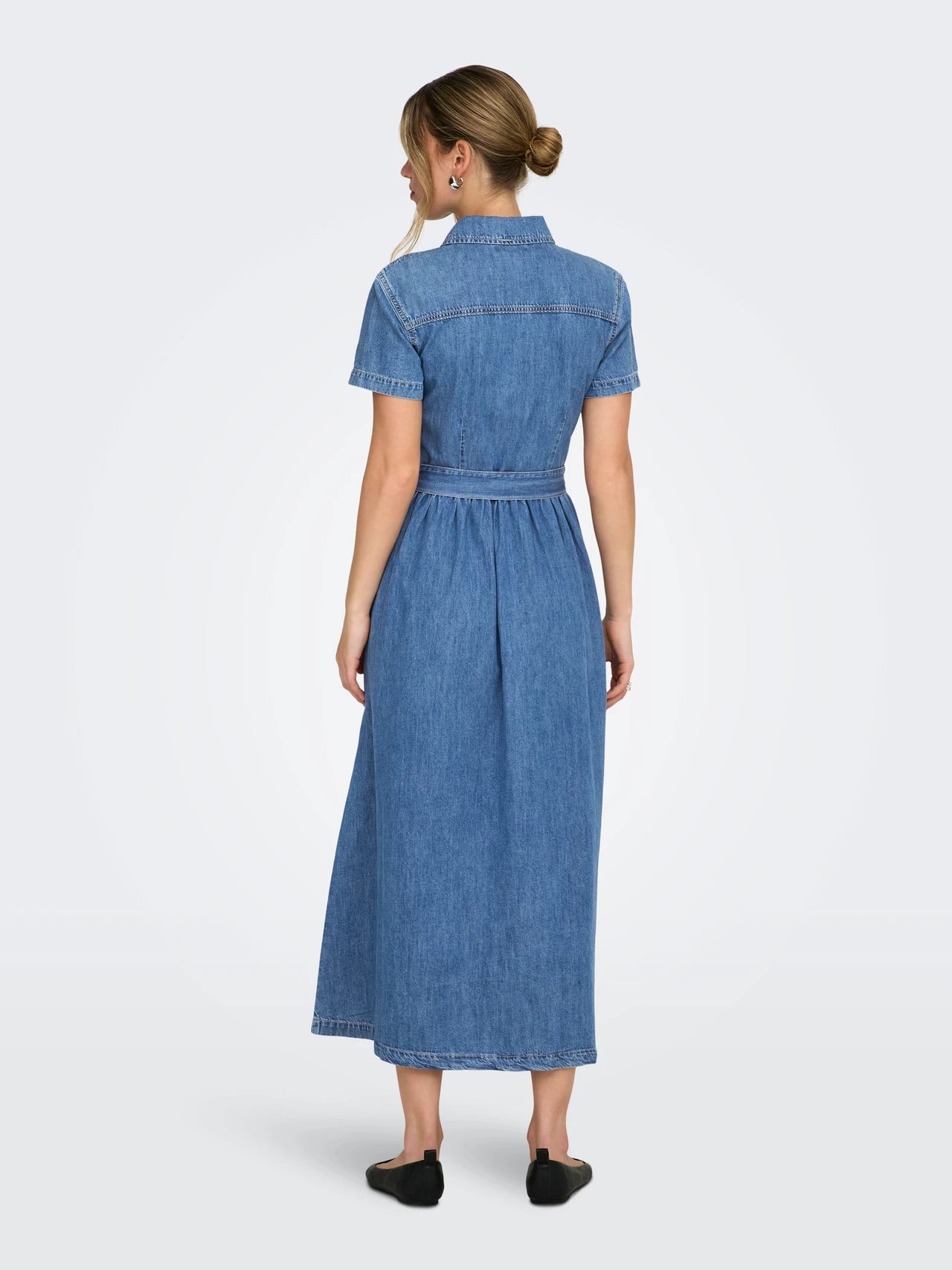 Reeva - Dames denim blousejurk met ceintuur – Katoen – Lente / Zomer
