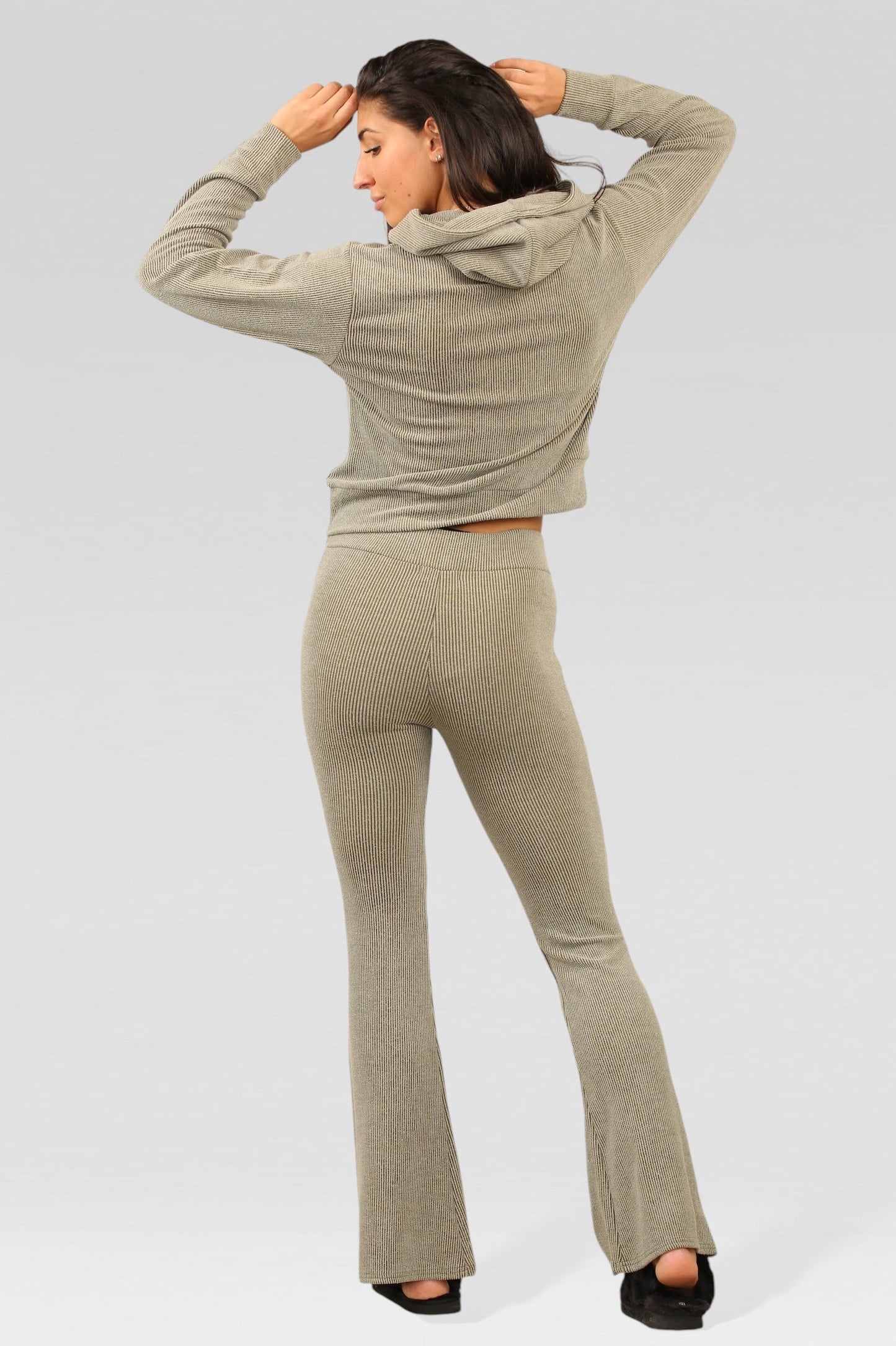 Hailay - Dames geribbelde loungewear set met hoodie - Polyester - Alle Seizoenen