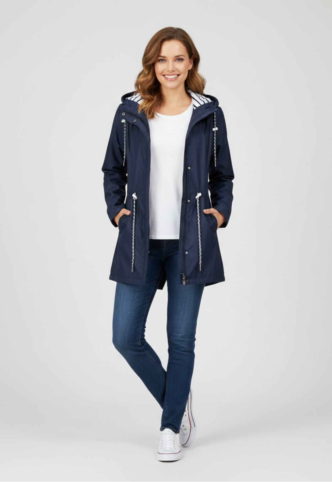 Olivia – Lichtgewicht dames regenjas met capuchon – Polyester – Herfst / Lente