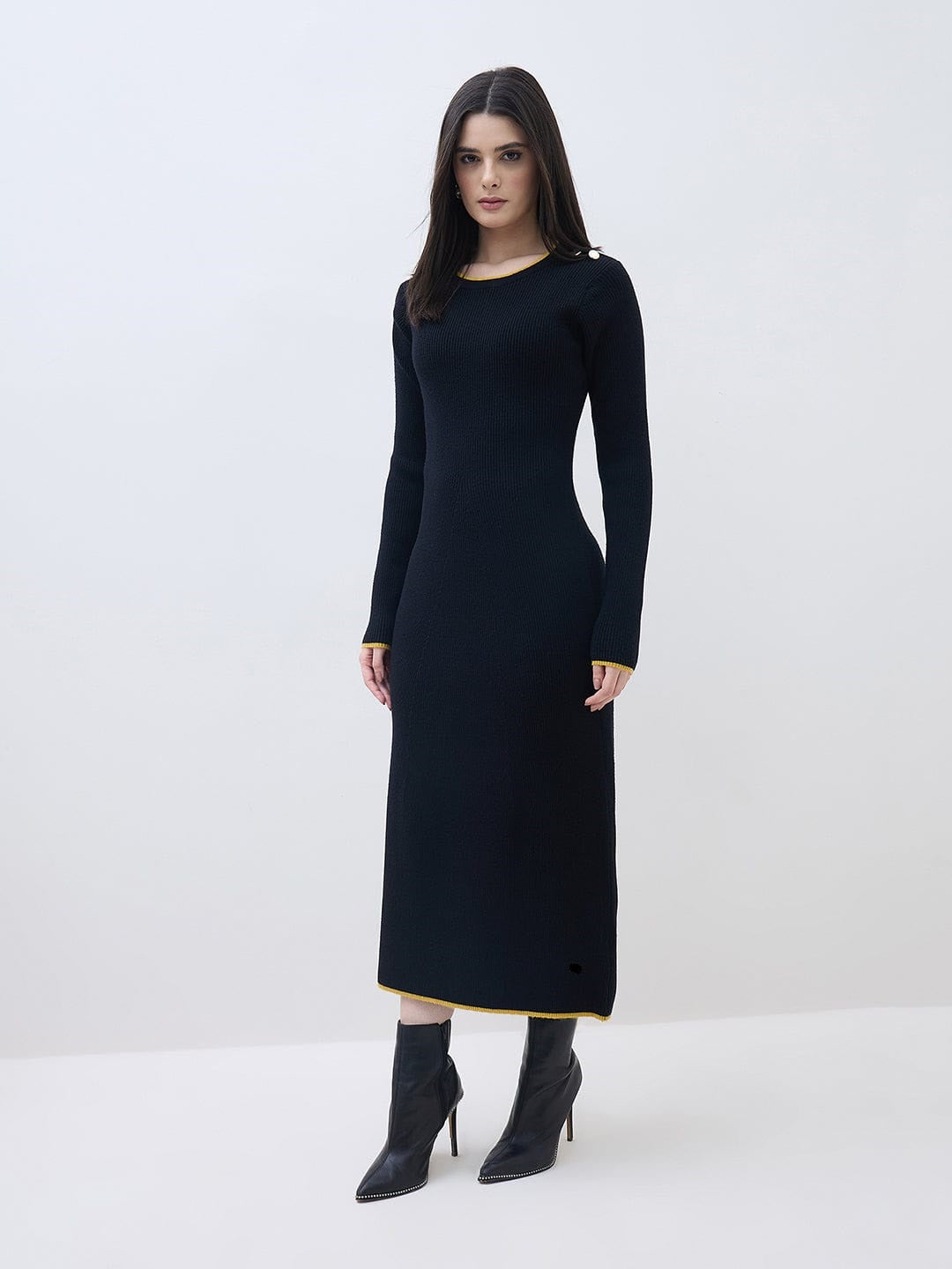 Eveline - Maxi jurk met rechte hals en uitlopende mouwen voor dames - Polyester - Lente / Zomer / Herfst