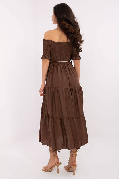 Sandra – Dames midi zomerjurk – Polyester – Lente / Zomer
