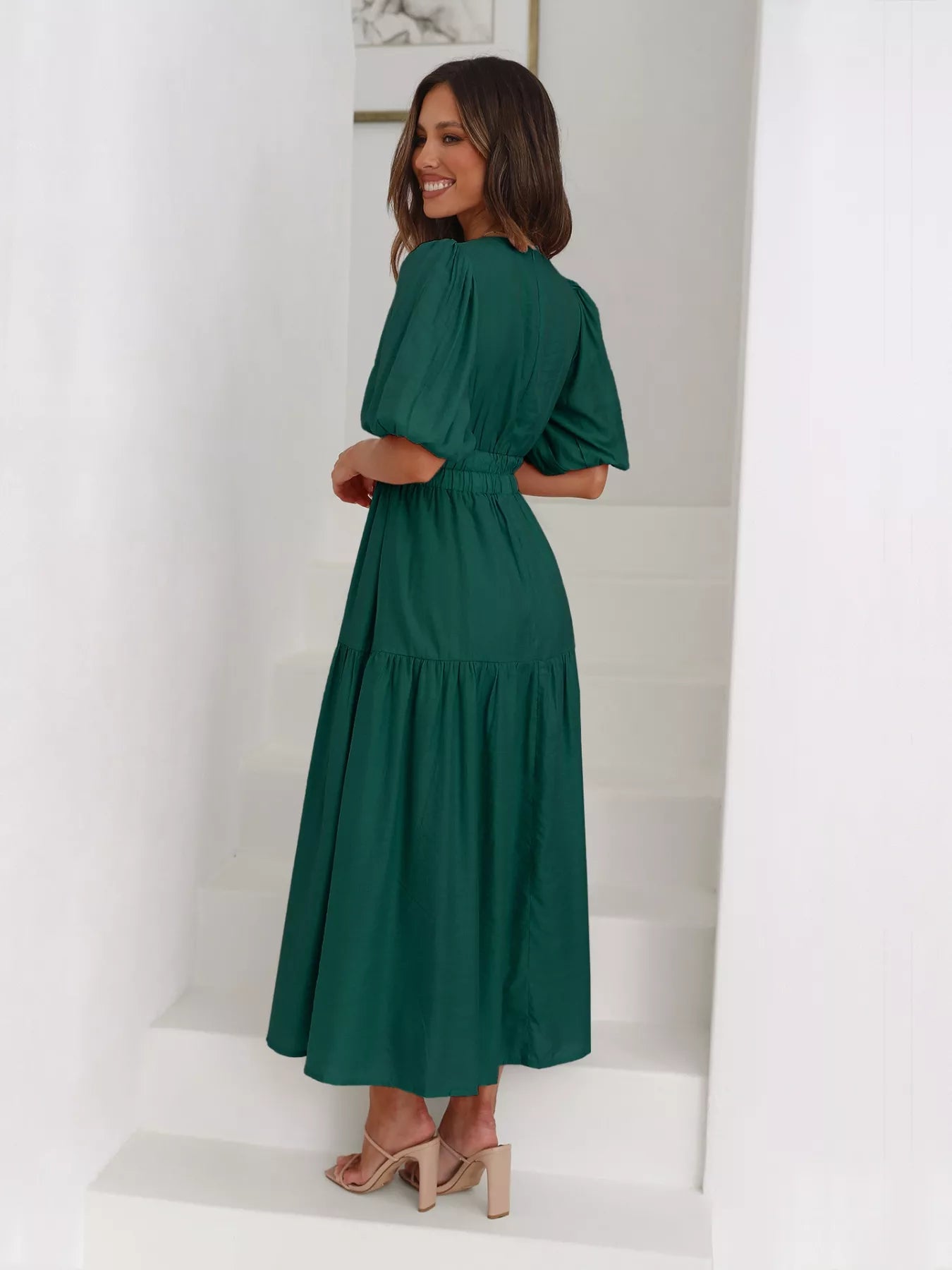Elanor - Midi-jurk voor dames - Polyester - Lente / Zomer