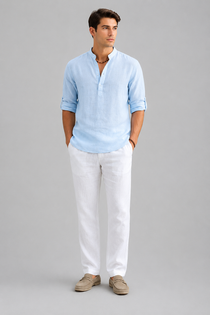 Floris – Heren Overhemd – Casual Linnenlook – Lente / Zomer