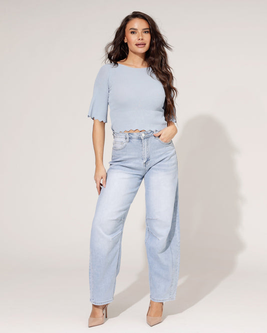Laura - Dames barrel jeans - Katoenmix - Alle seizoenen