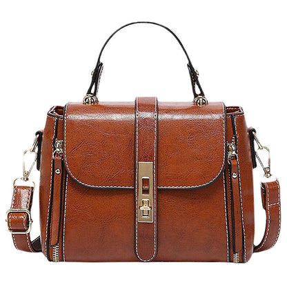 Amara - Dames handtas van bruin kunstleer – compact vierkant model