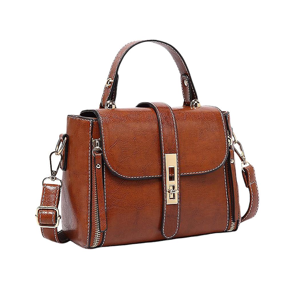 Amara - Dames handtas van bruin kunstleer – compact vierkant model