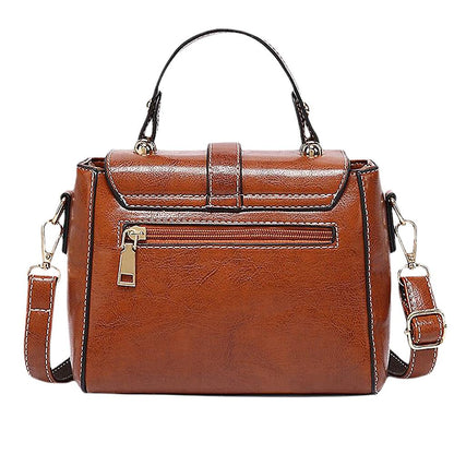 Amara - Dames handtas van bruin kunstleer – compact vierkant model