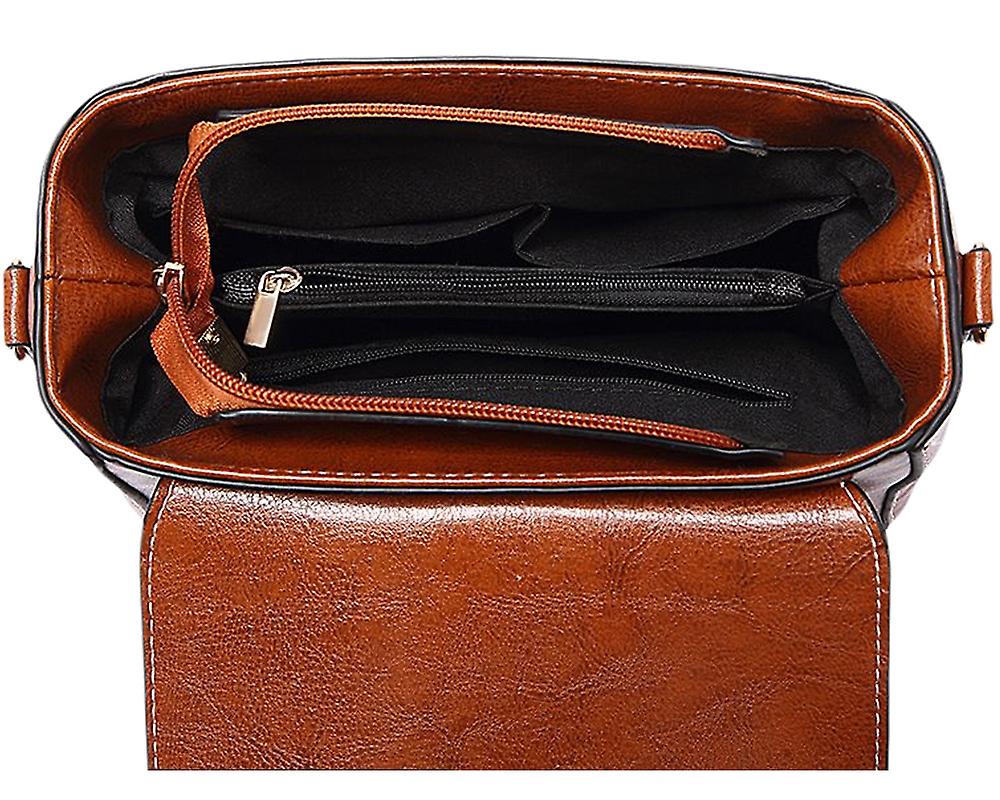 Amara - Dames handtas van bruin kunstleer – compact vierkant model