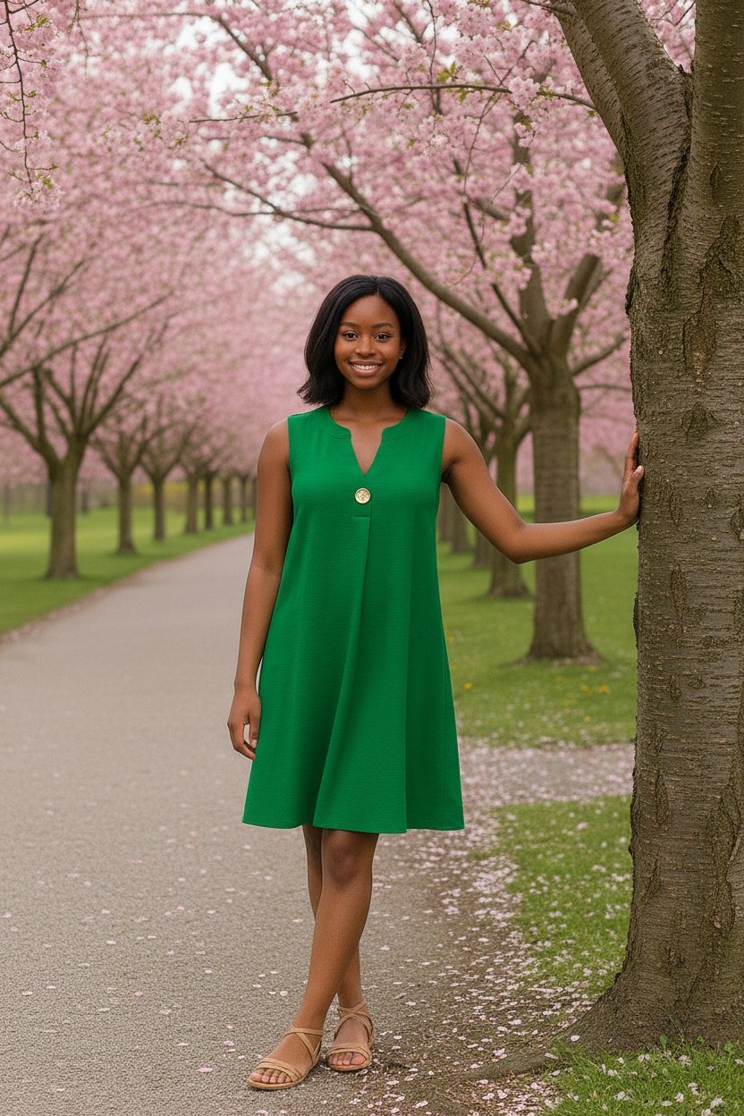 Isadora – Mouwloze VR damesjurk – Polymix – Lente / Zomer