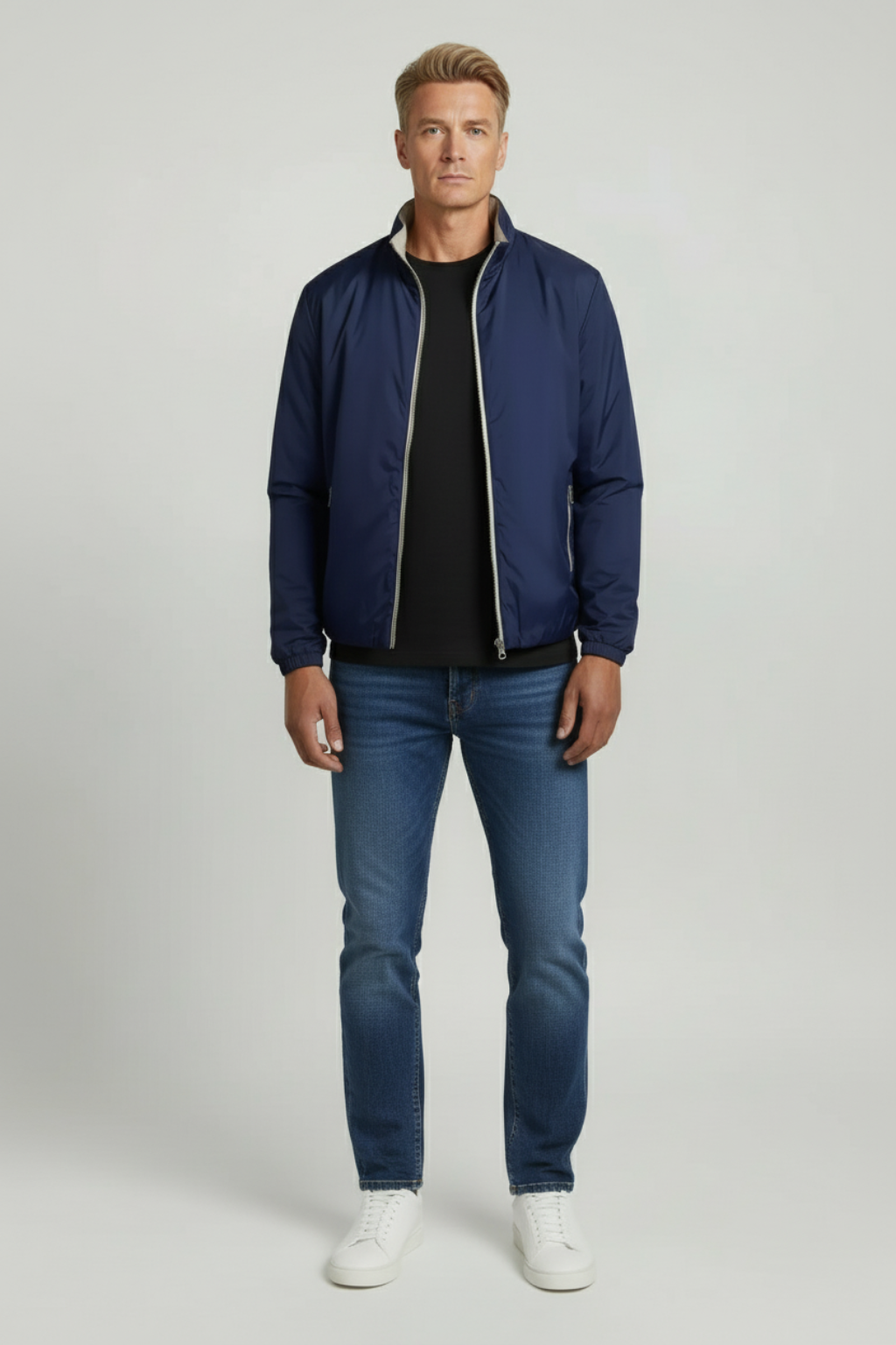 Christian - Dubbelzijdige heren jas - Polyester - Herfst / Lente