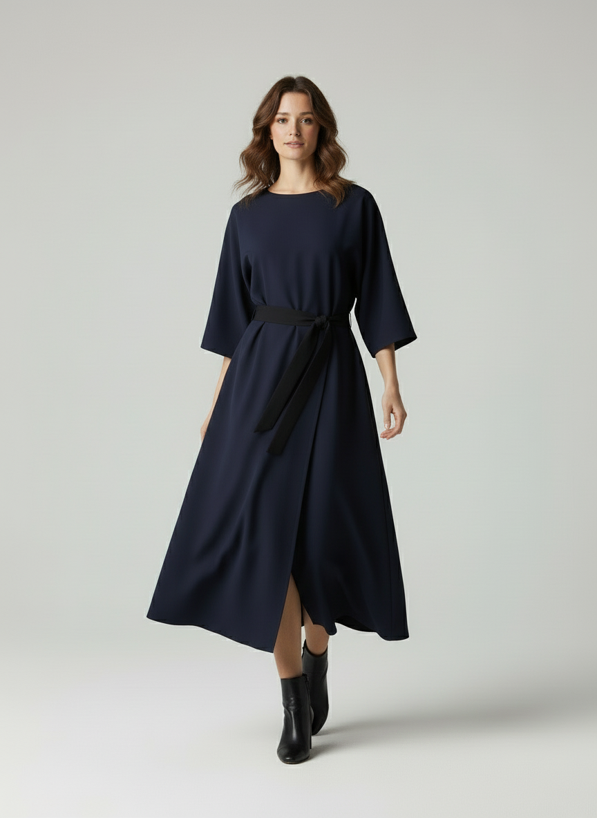 Athena – A-lijn jurk voor dames met ceintuur – Polymix – Lente / Herfst