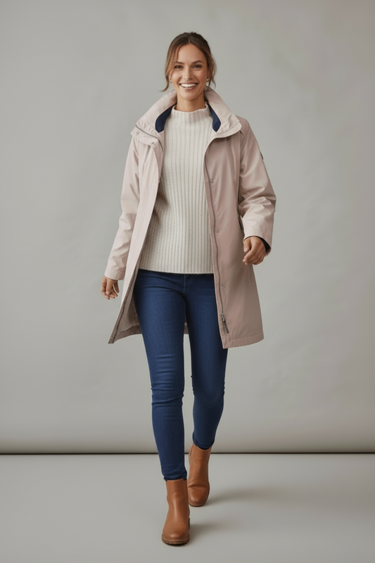 Gianina – Waterdichte dames jas met verborgen capuchon – Gerecycled polymix – Lente / Herfst