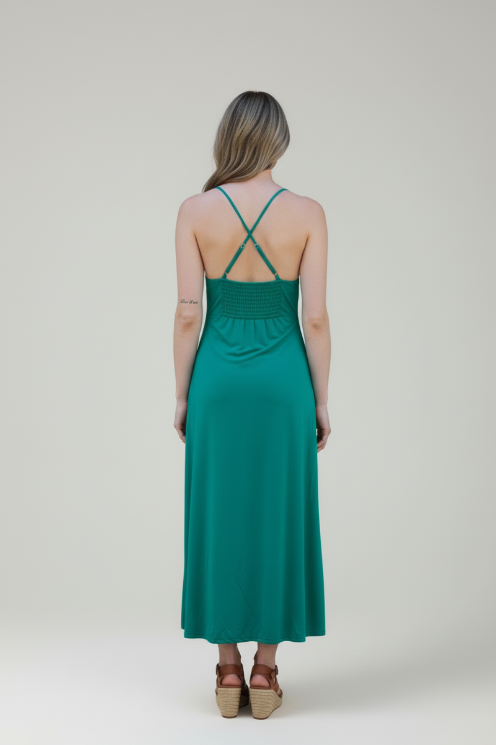 Luisa – Dames maxi-jurk met spaghettibandjes – Polymix - Lente / Zomer