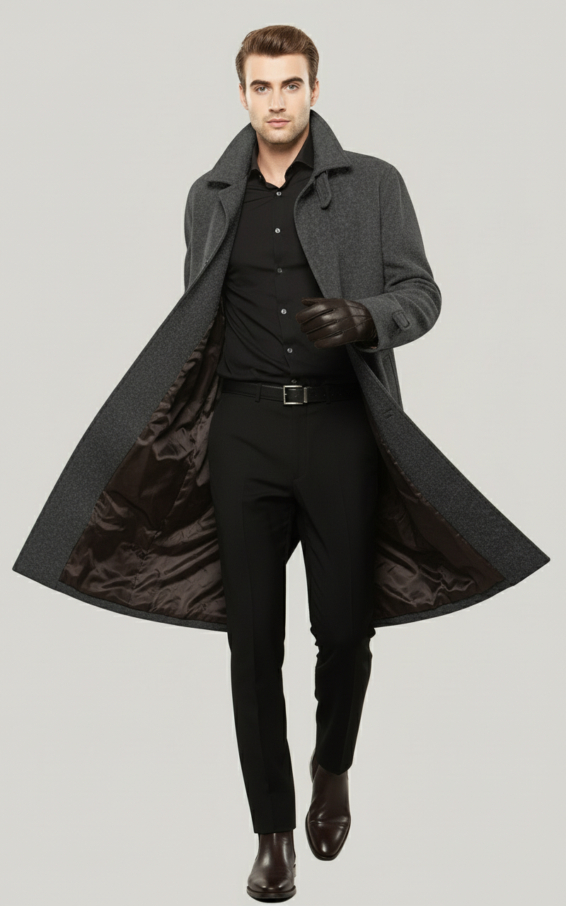 Antoon – Lange wollen jas met kasjmier – Wollen polymix – Herfst / Winter