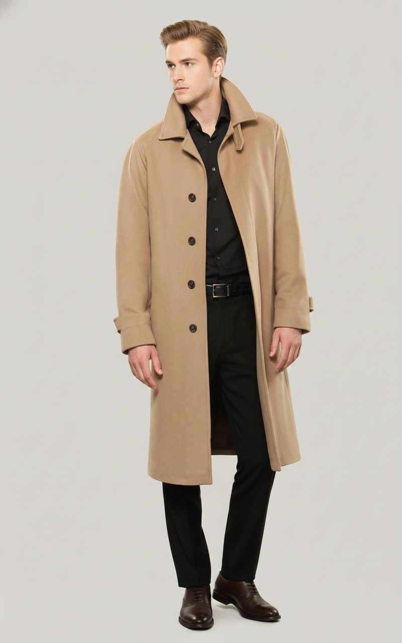 Antoon – Lange wollen jas met kasjmier – Wollen polymix – Herfst / Winter