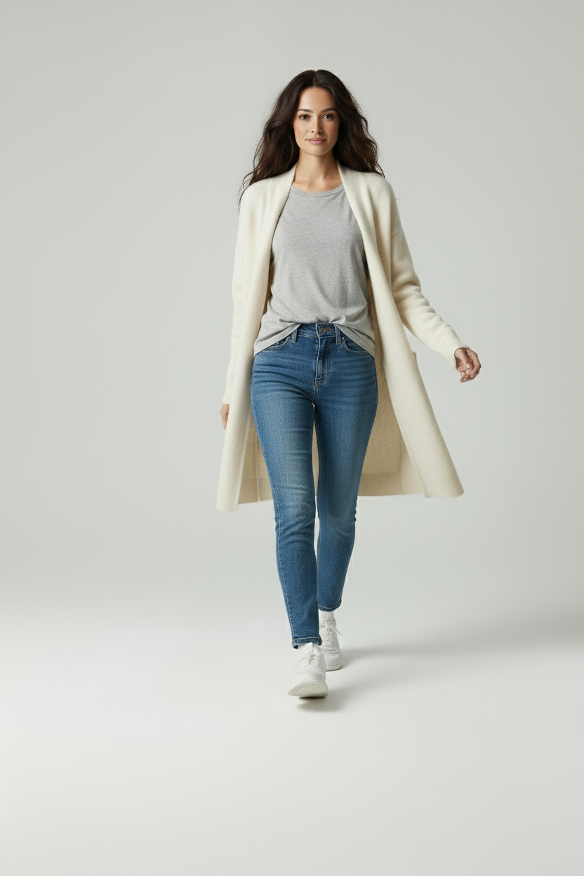 Alita – Zacht lang vest van luxe garen - Poly - Lente / Herfst