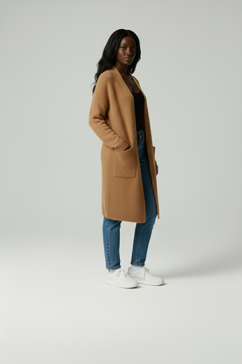 Alita – Zacht lang vest van luxe garen - Poly - Lente / Herfst