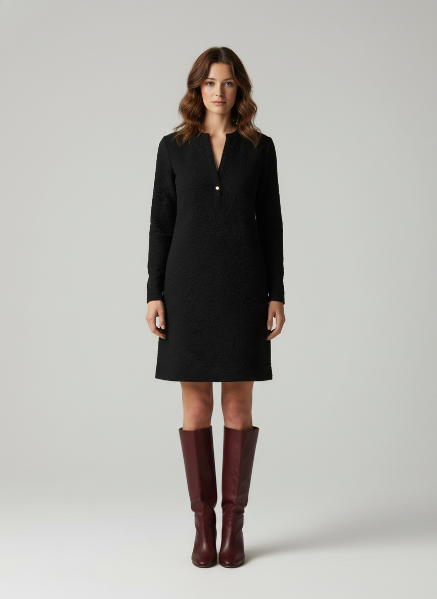 Bianca – Korte Dames  jurk in geweven stretchstof – Herfst / Winter