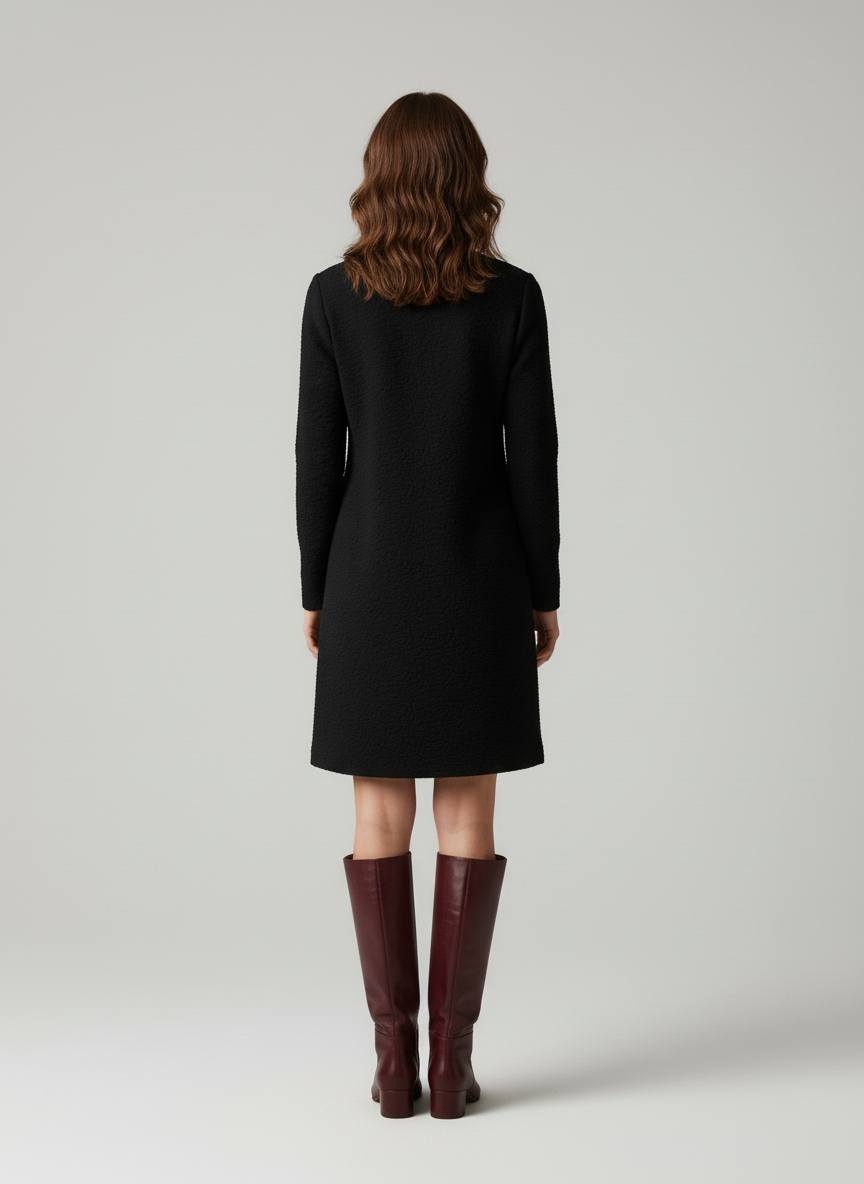 Bianca – Korte Dames  jurk in geweven stretchstof – Herfst / Winter