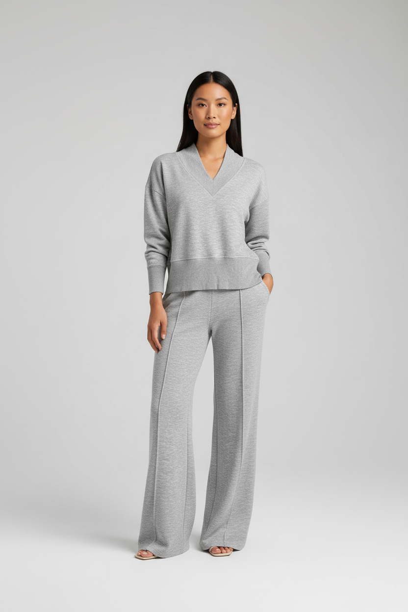 Jaylinn -Comfortabele Luxe  Dames Loungeset met V-hals – Alle seizoenen