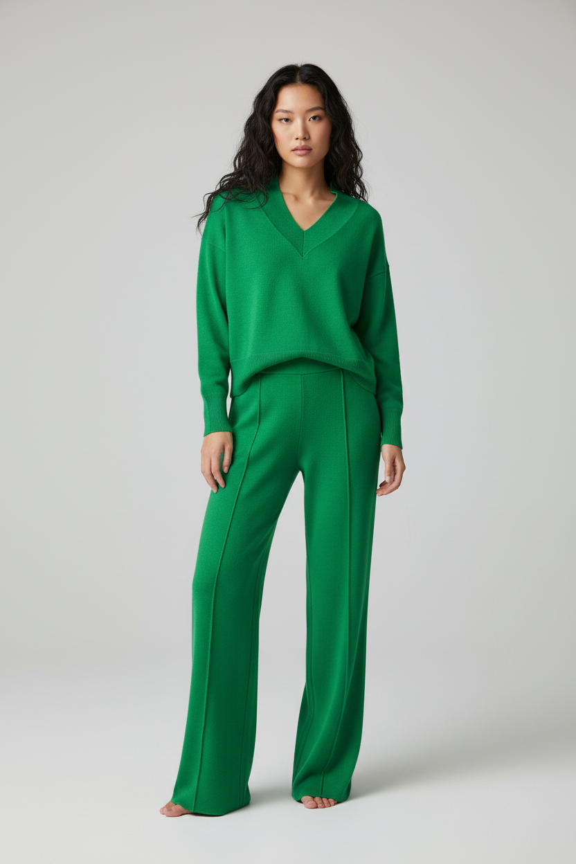 Jaylinn -Comfortabele Luxe  Dames Loungeset met V-hals – Alle seizoenen