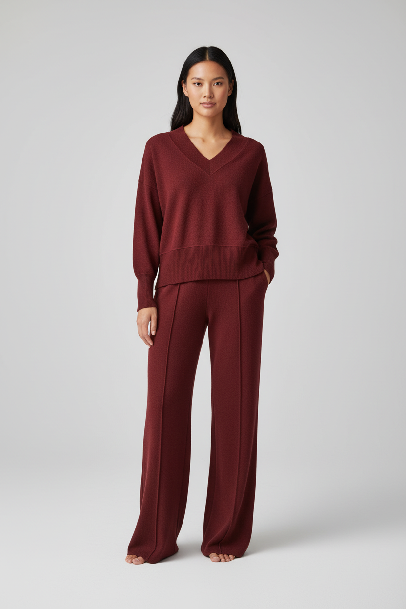 Jaylinn -Comfortabele Luxe  Dames Loungeset met V-hals – Alle seizoenen