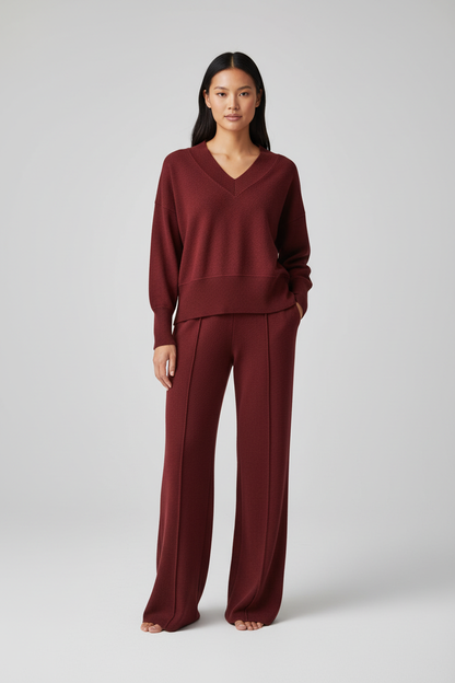 Jaylinn -Comfortabele Luxe  Dames Loungeset met V-hals – Alle seizoenen