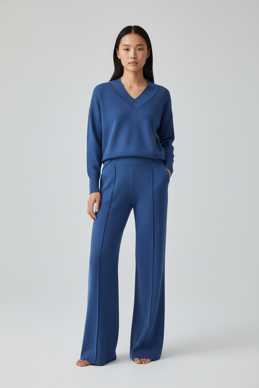 Jaylinn -Comfortabele Luxe  Dames Loungeset met V-hals – Alle seizoenen
