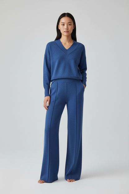 Jaylinn -Comfortabele Luxe  Dames Loungeset met V-hals – Alle seizoenen