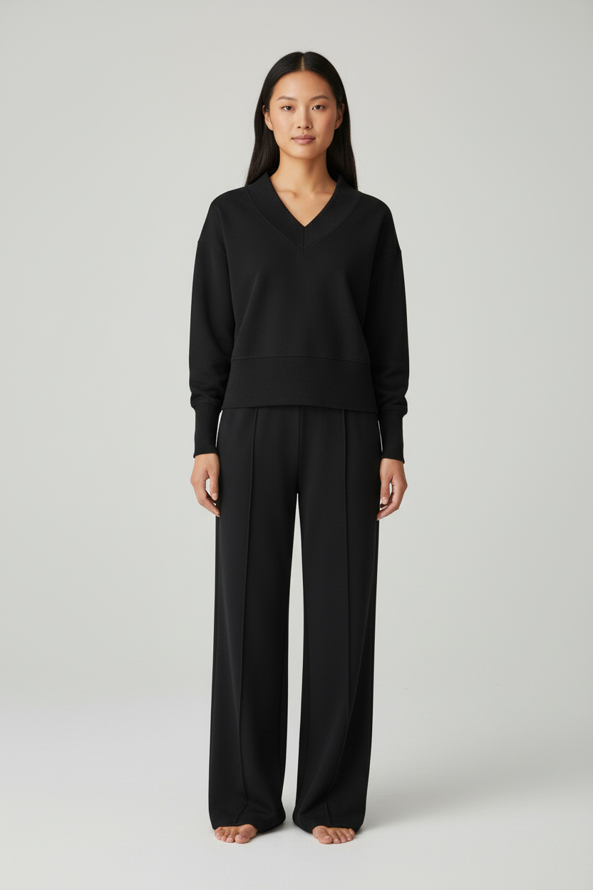 Jaylinn -Comfortabele Luxe  Dames Loungeset met V-hals – Alle seizoenen