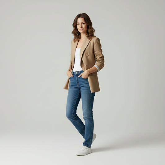 Tessa – Losvallende damesblazer – Polymix – Zakelijke stijl – Lente / Zomer / Herfst