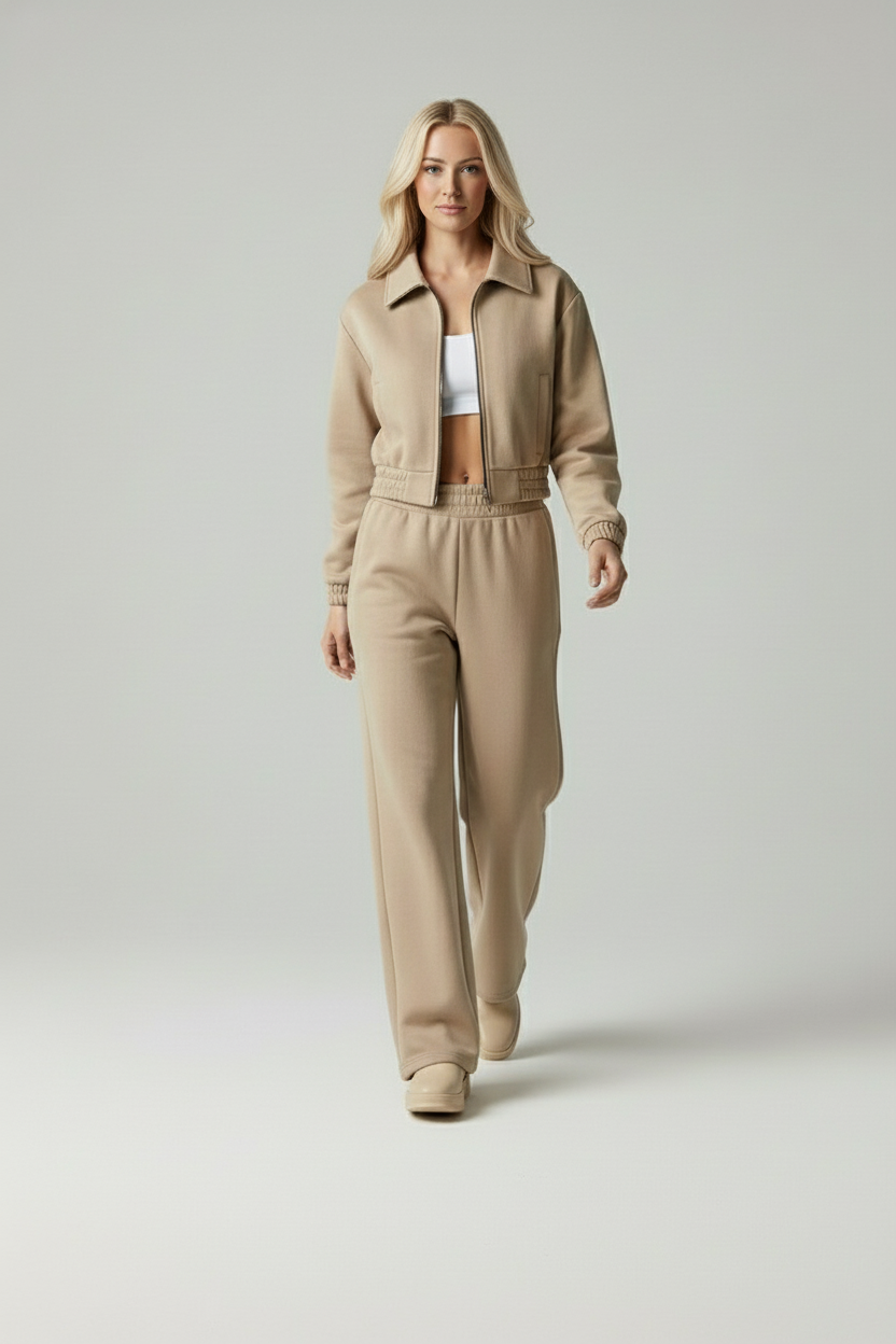 Eigenia – Damesset met jas en broek – Polymix – Eenvoudige stijl – Lente / Herfst