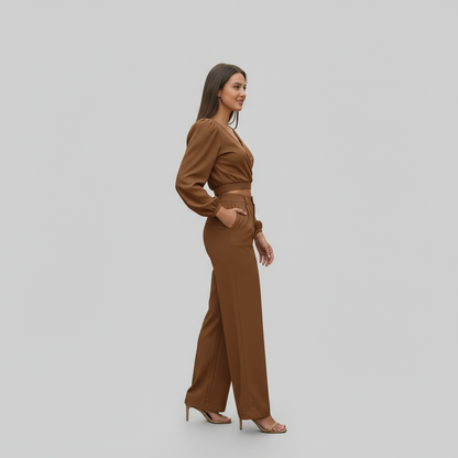 Leonior – Dames tweedelige set met top en broek – Poly-mix – Alle Seizoenen