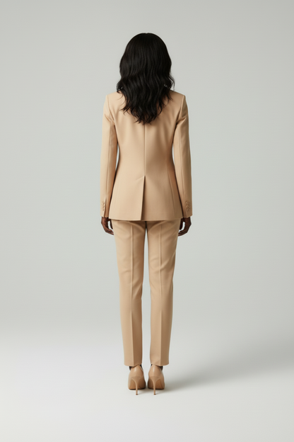 Renate – Dames blazerpak met rechte broek – Polymix – Herfst / Winter / Lente