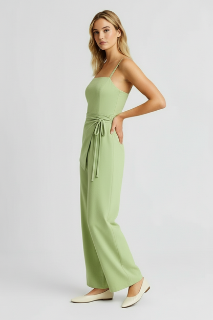 Rosalia – Dames set – Strikdetail top - wijde broek – Polymix – Lente / Zomer