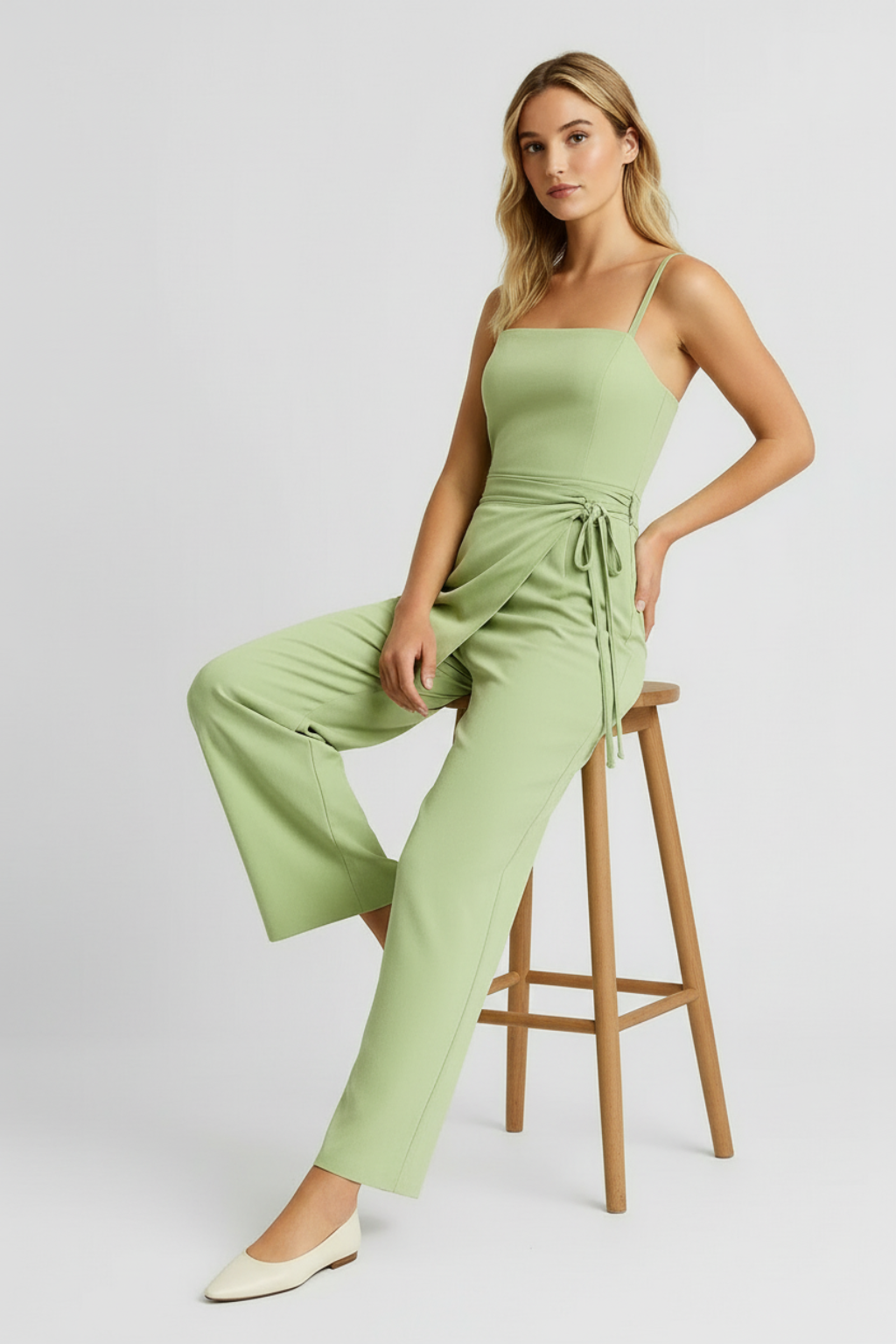 Rosalia – Dames set – Strikdetail top - wijde broek – Polymix – Lente / Zomer