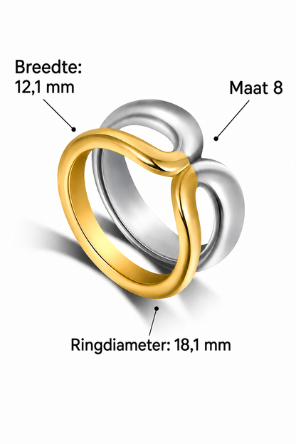 Ofelia – Dames ring – Tweekleurig design – Roestvrij staal – Alle seizoenen