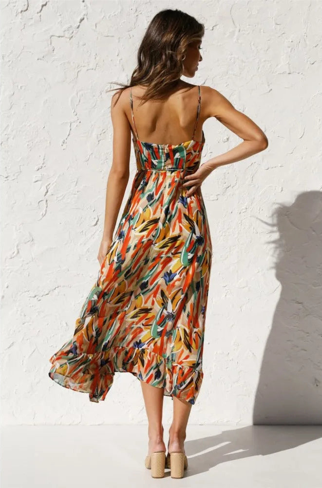 Jinky | Vrolijke & Elegante Midi Zomerjurk - Lente / Zomer