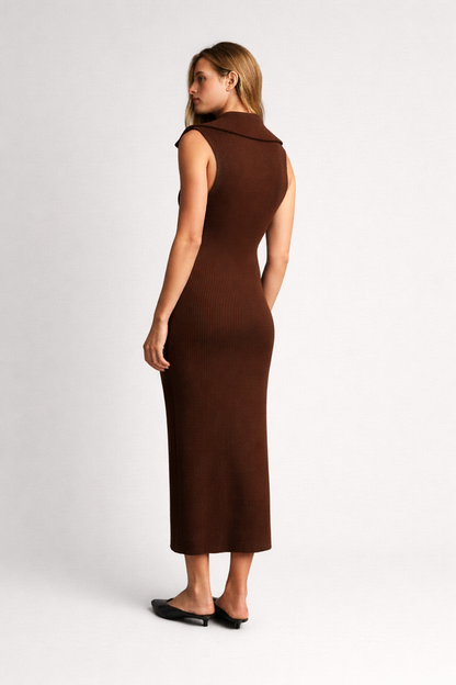 Valeria – Gebreide dames midi Jurk met Ritssluiting – Zachte Stretchmix – Lente / Zomer