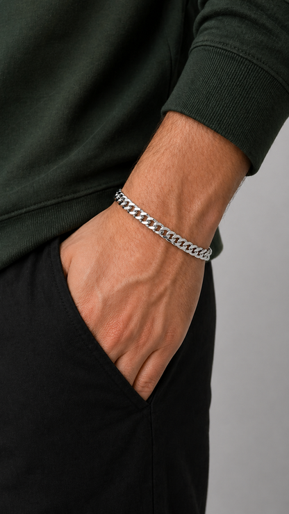 Pedro - Heren robuuste schakelarmband - Verzilverde afwerking
