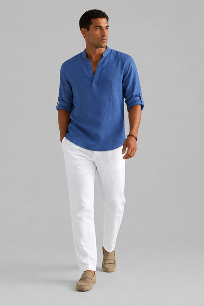 Floris – Heren Overhemd – Casual Linnenlook – Lente / Zomer