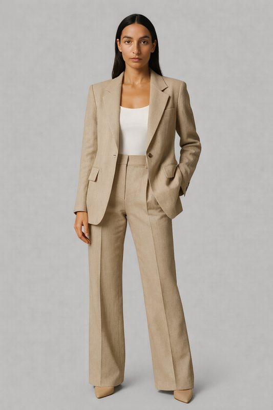 Oriava – Elegant tweedelig damesbroekpak van polyester – Alle seizoenen