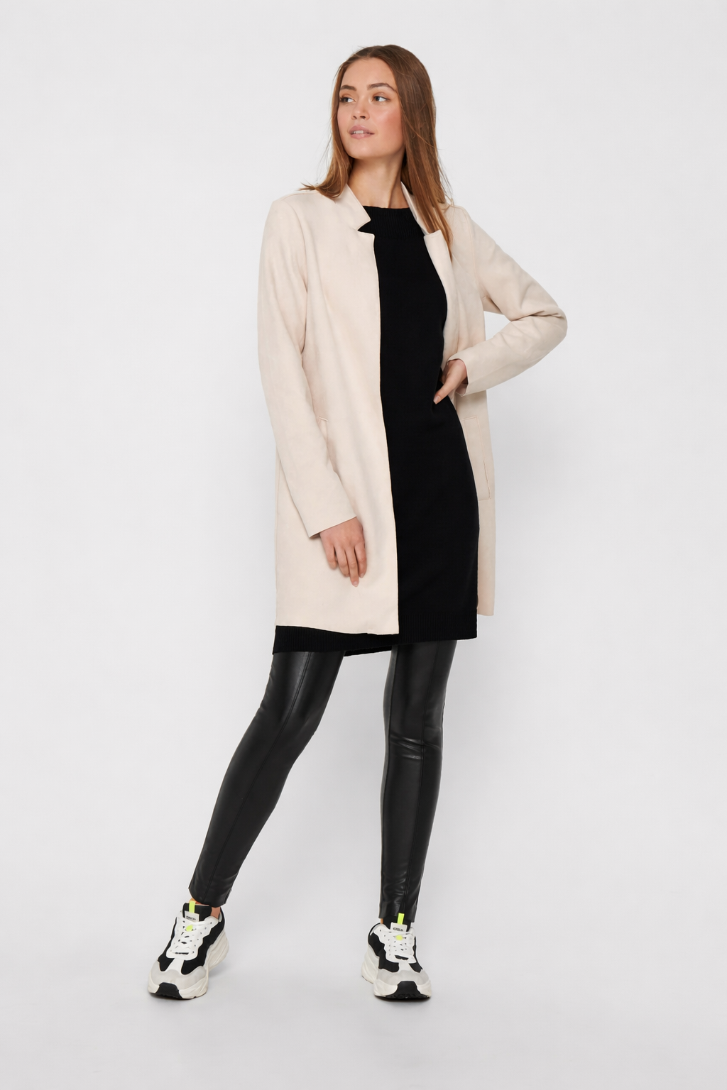 Cellia - Dames faux suede manteljas – Polymix – Lente / Herfst
