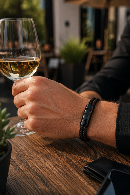 Fidel – Luxe gevlochten herenarmband – PU-leer & magnetische sluiting – Alle seizoenen