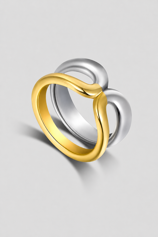 Ofelia – Dames ring – Tweekleurig design – Roestvrij staal – Alle seizoenen