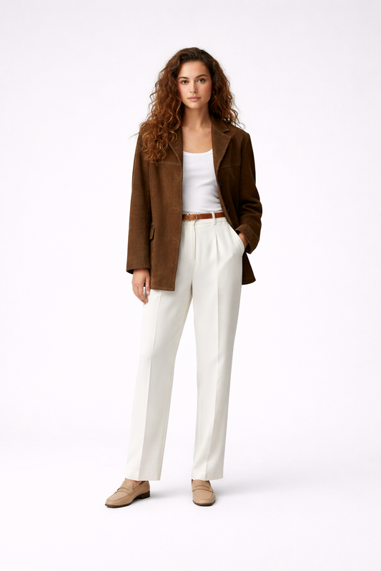 Brisa – Suède-look damesblazer met klassieke pasvorm – Polymix - Alle seizoenen