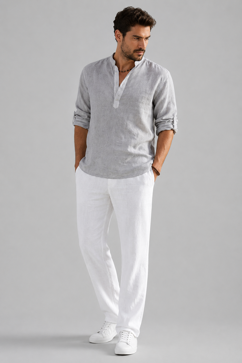 Santo – Heren Casual Overhemd – Luchtige Linnenlook – Lente / Zomer