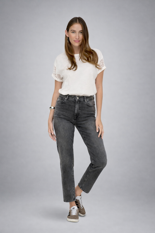 Kelly – Dames rechte pasvorm jeans – Hoge taille – Katoen – Lente / Zomer
