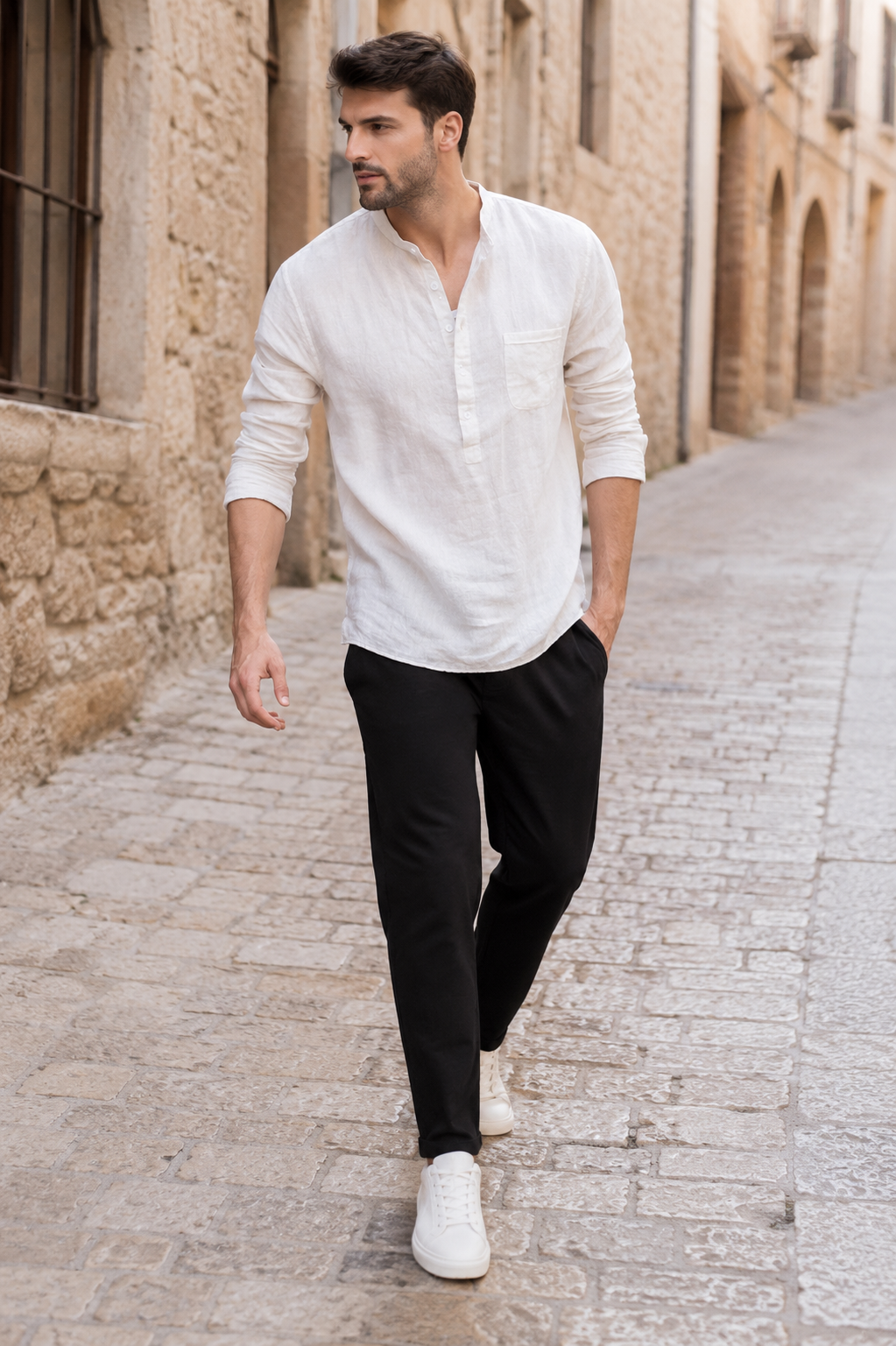 Santo – Heren Casual Overhemd – Luchtige Linnenlook – Lente / Zomer